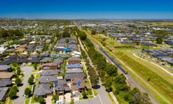 Aerial view of an outer suburb in Melbourne