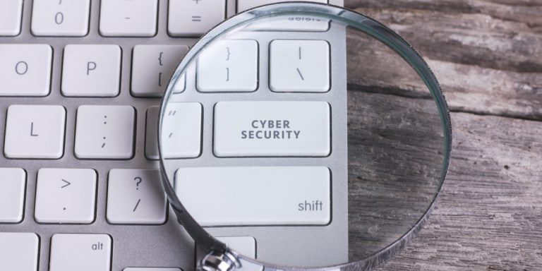 Cyber security words on keyboard